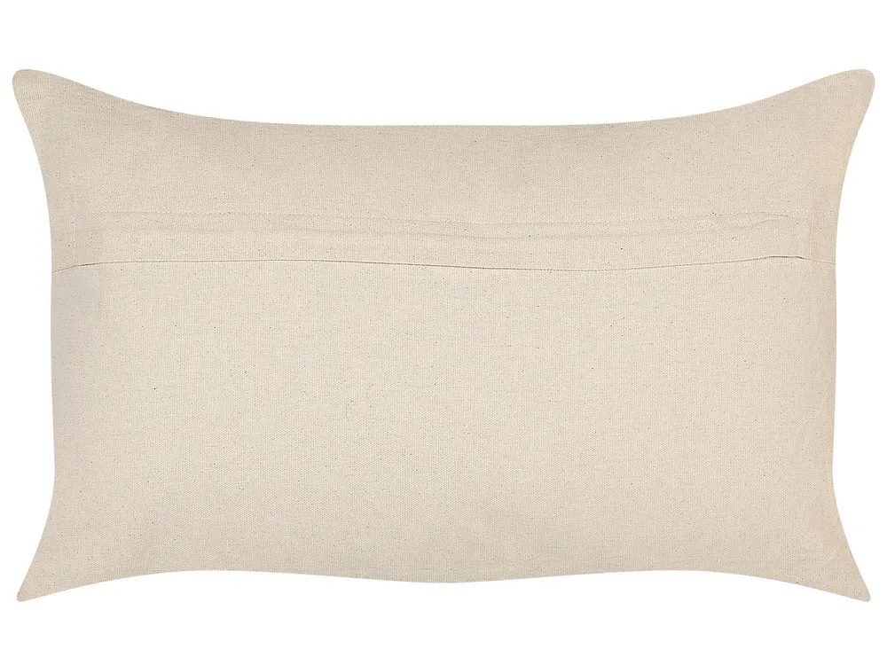Almofada decorativa em algodão laranja e branco com típico geométrico 30 x 50 cm INULA
