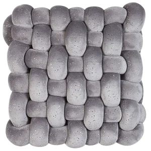 Almofada decorativa com nós cinzenta blilhante 30 x 30 cm SIRALI
