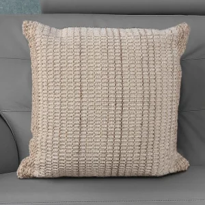 Conjunto de 2 almofadas 100% lã feitas à mão, 60 x 60 cm, cor marfim e cinza - DIOULA