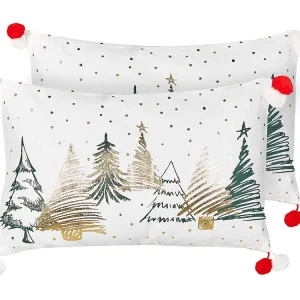 Conjunto de 2 almofadas decorativas em algodão branco 30 x 50 cm ANREDERA