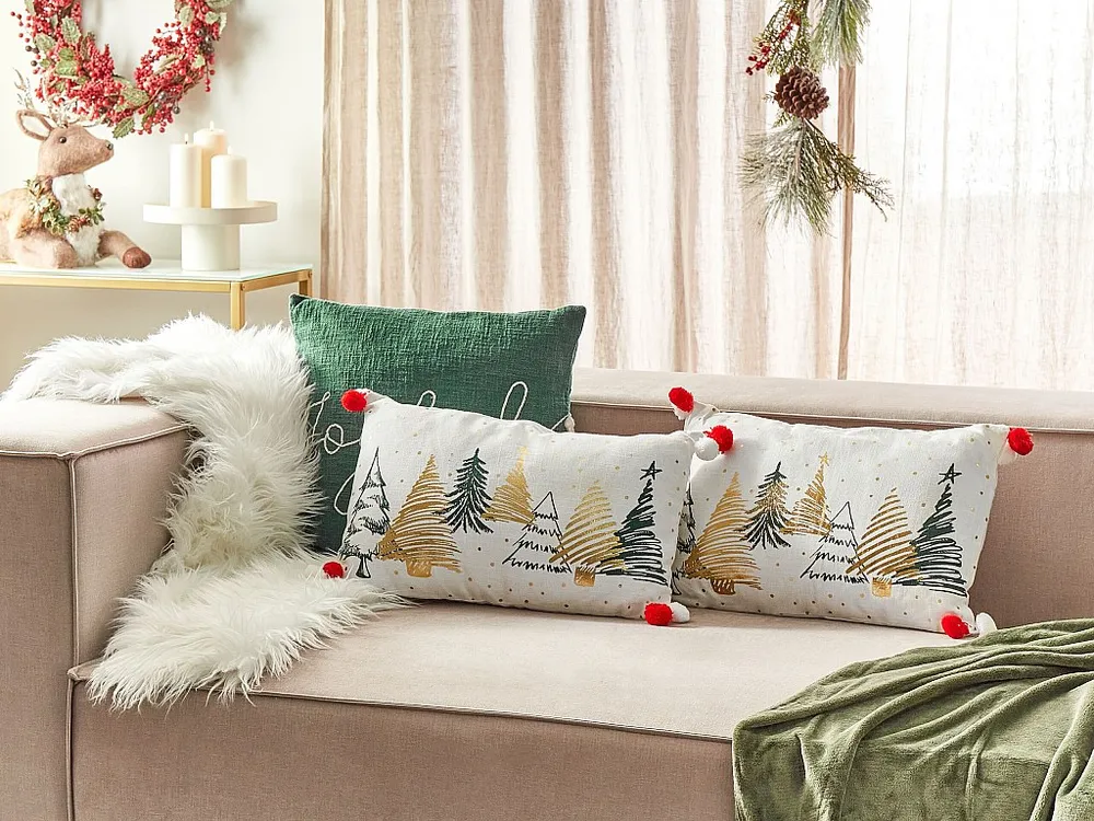 Conjunto de 2 almofadas decorativas em algodão branco 30 x 50 cm ANREDERA