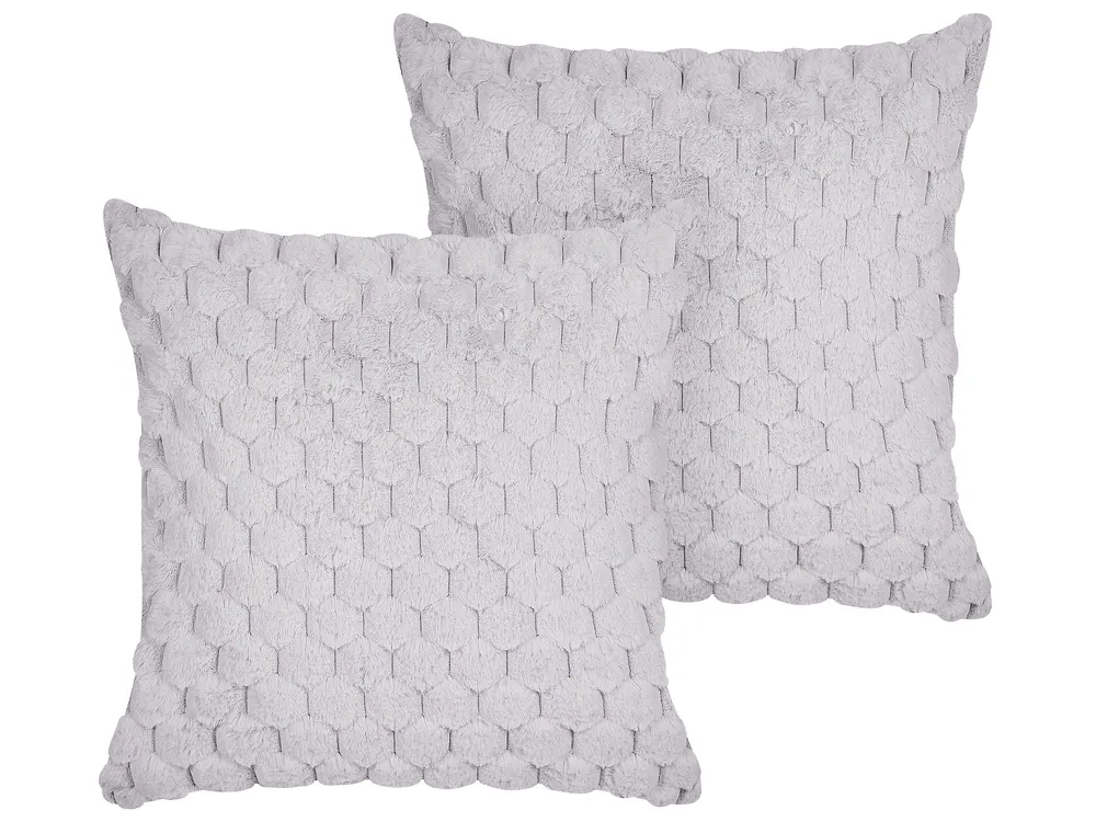 Conjunto de 2 almofadas decorativas cinzento óbvio 43 x 43 cm PURSLANE