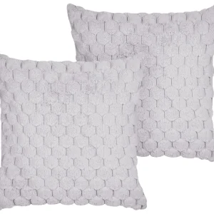 Conjunto de 2 almofadas decorativas cinzento óbvio 43 x 43 cm PURSLANE