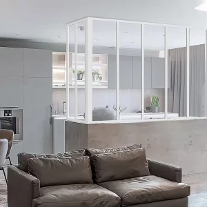 Divisória de canto atelier em alumínio termolacado C150 x L60 x A130 cm branco BAYVIEW