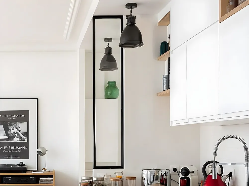Divisória de vidro em alumínio termolacado 30 x 130 cm preto BAYVIEW