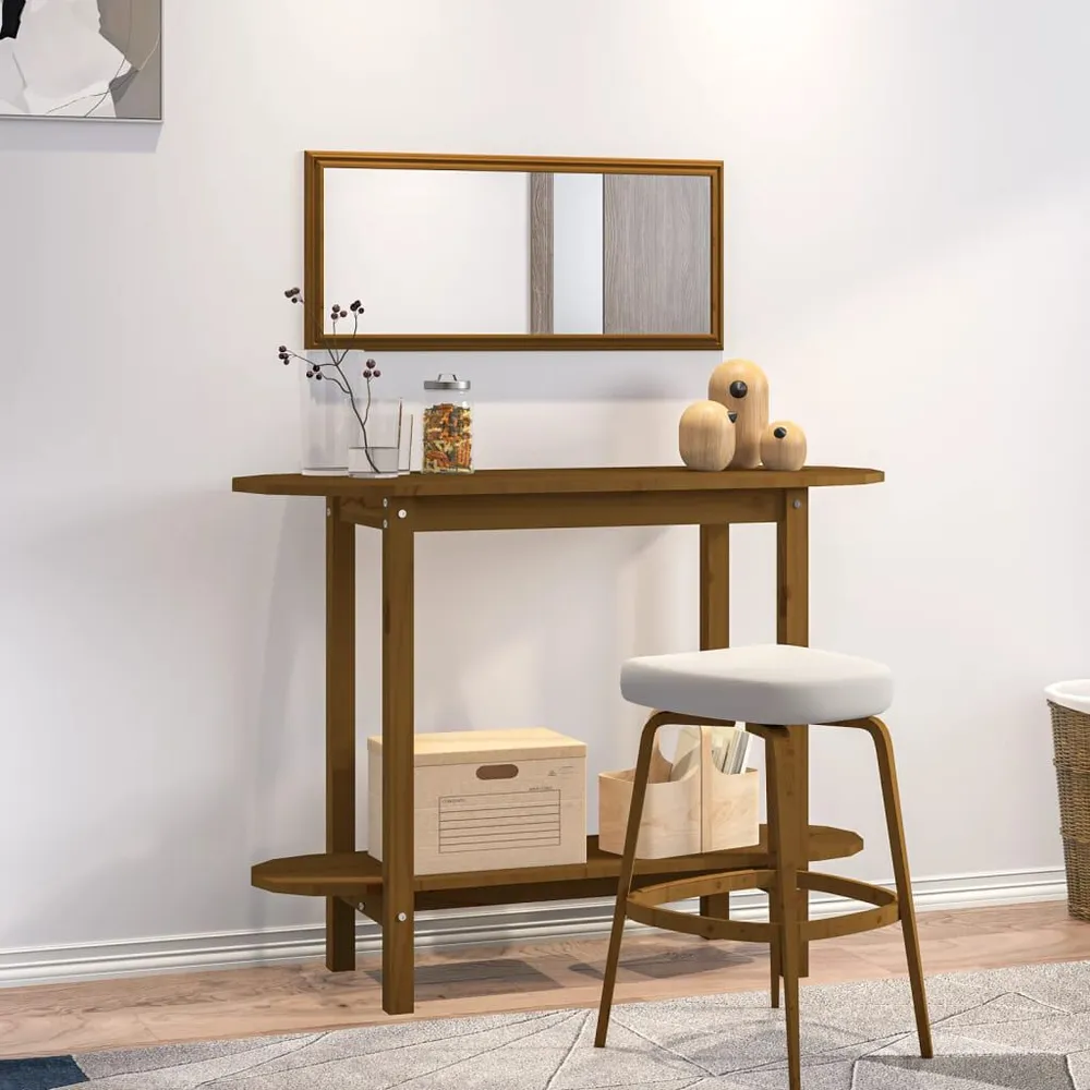 Mesa consola 110x40x80 cm madeira de pinho maciç castanho mel