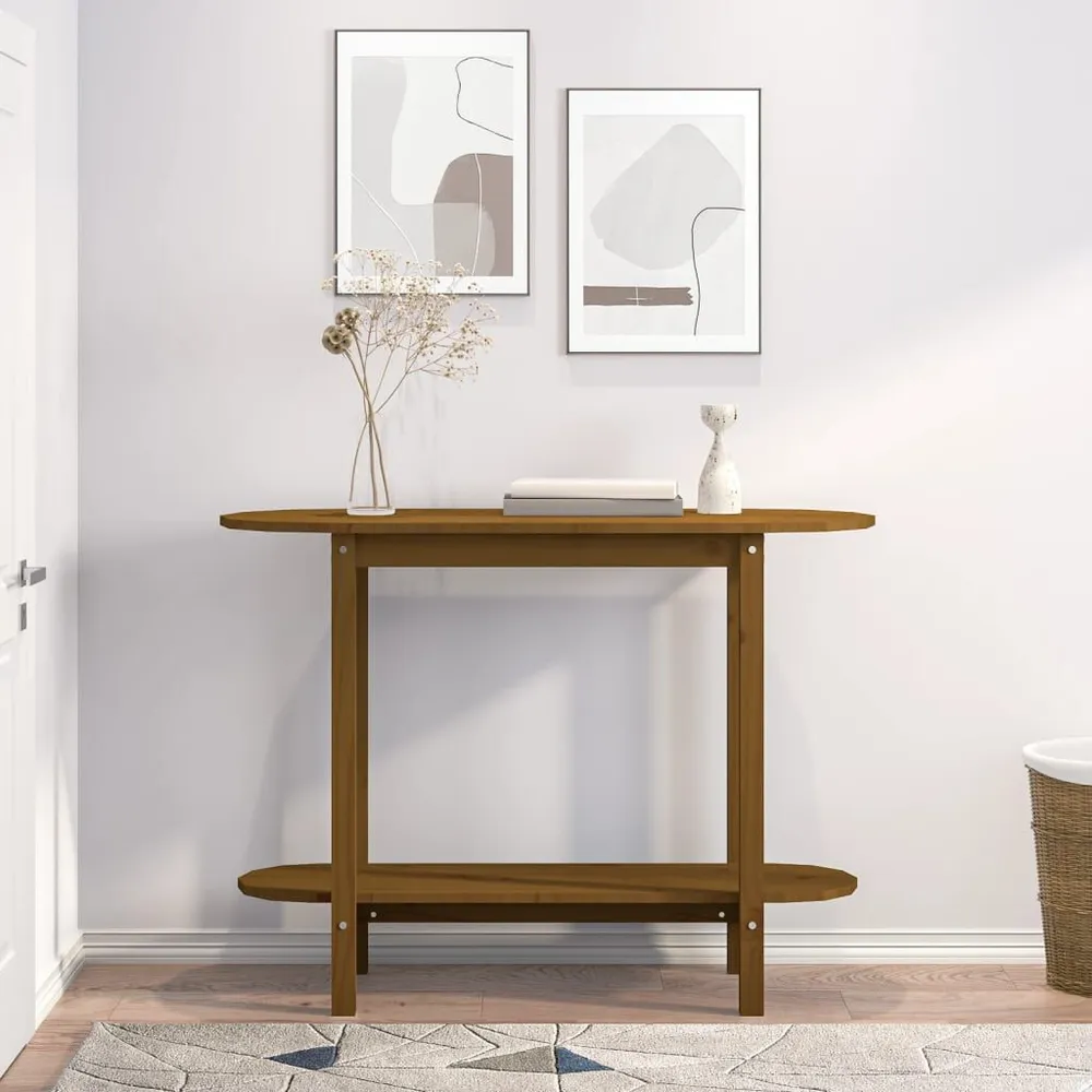 Mesa consola 110x40x80 cm madeira de pinho maciç castanho mel
