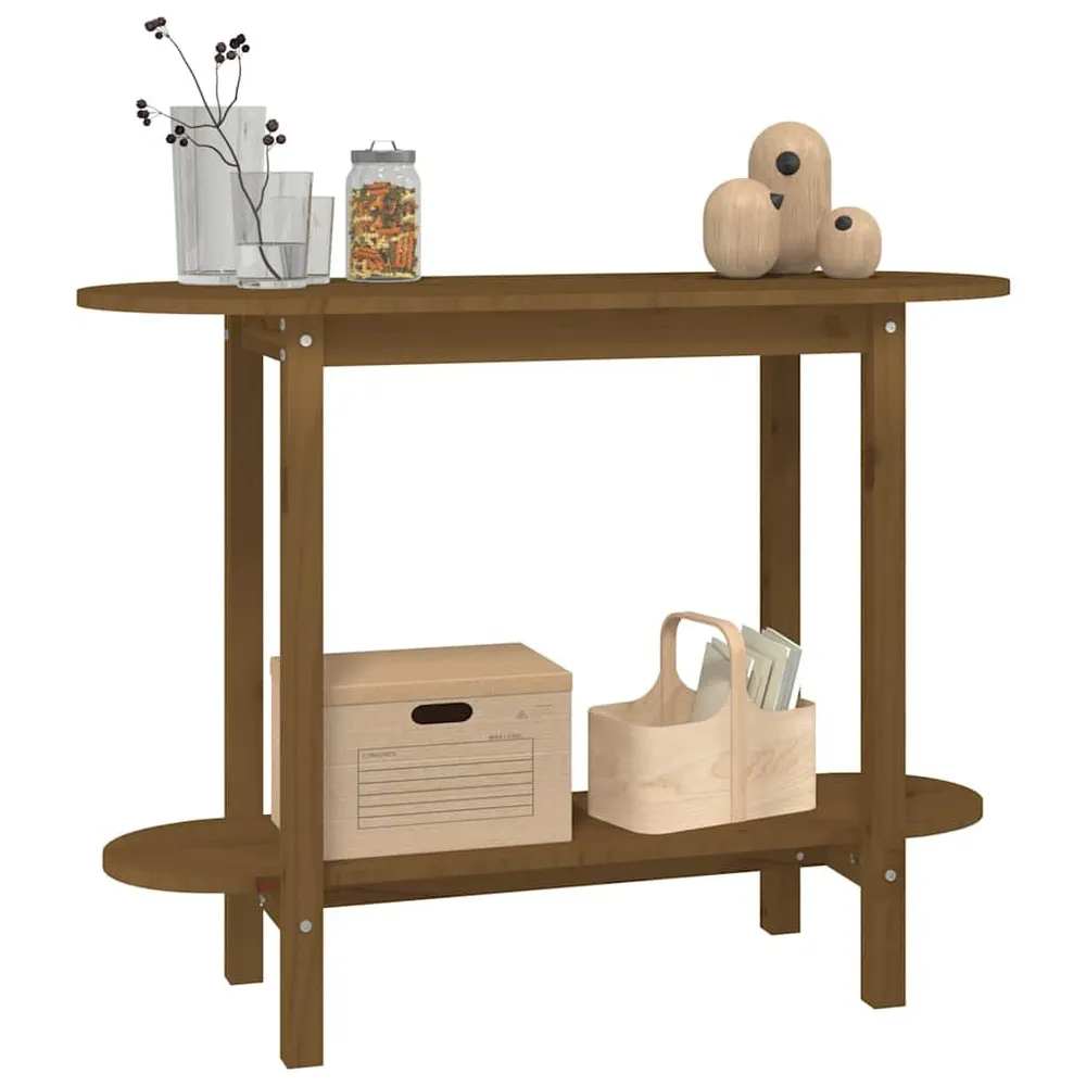Mesa consola 110x40x80 cm madeira de pinho maciç castanho mel