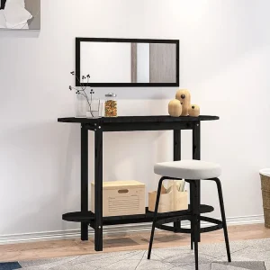 Mesa consola 110x40x80 cm madeira de pinho maciç preto
