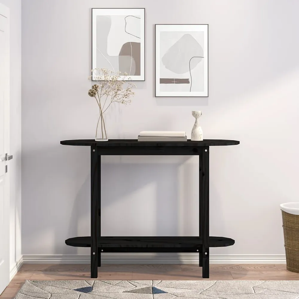 Mesa consola 110x40x80 cm madeira de pinho maciç preto