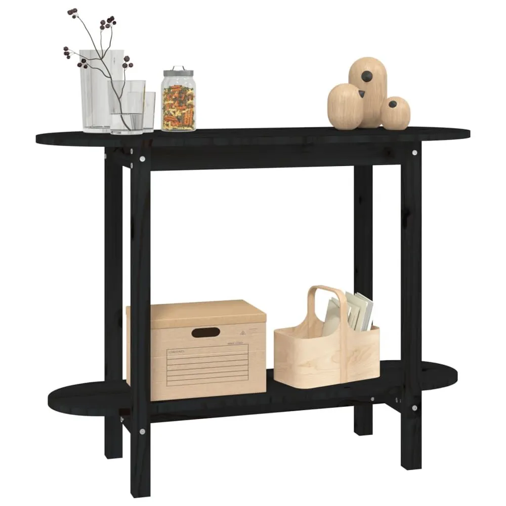 Mesa consola 110x40x80 cm madeira de pinho maciç preto