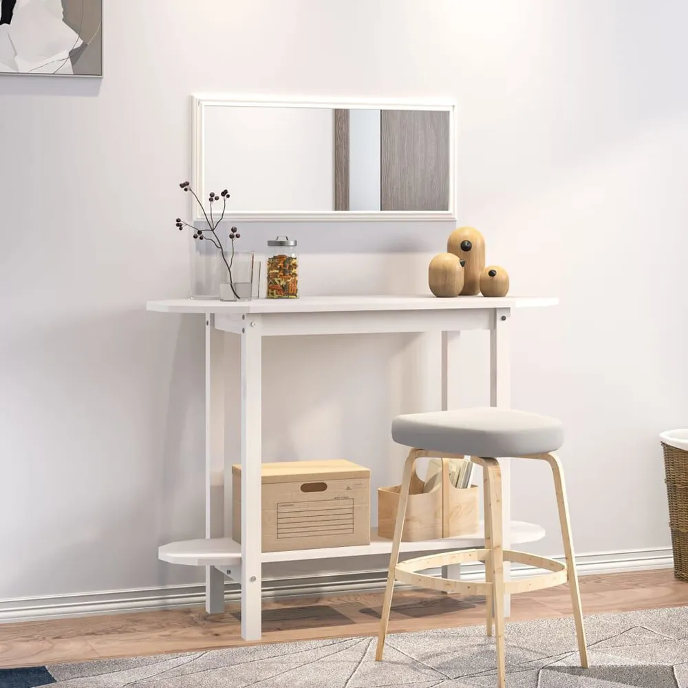Mesa consola 110x40x80 cm pinho maciço branco
