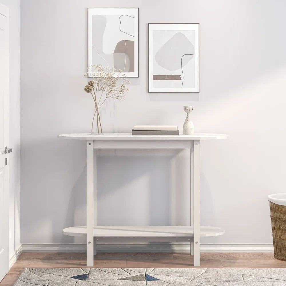 Mesa consola 110x40x80 cm pinho maciço branco