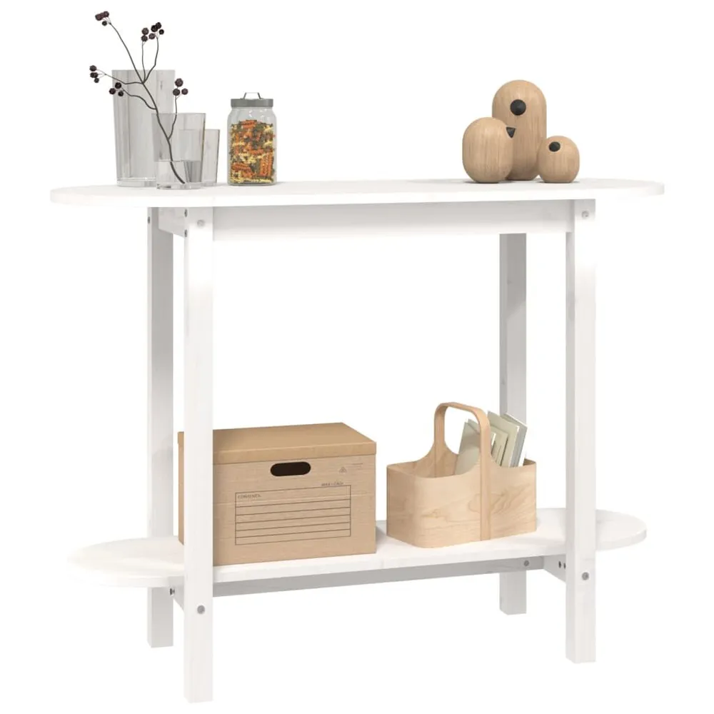 Mesa consola 110x40x80 cm pinho maciço branco