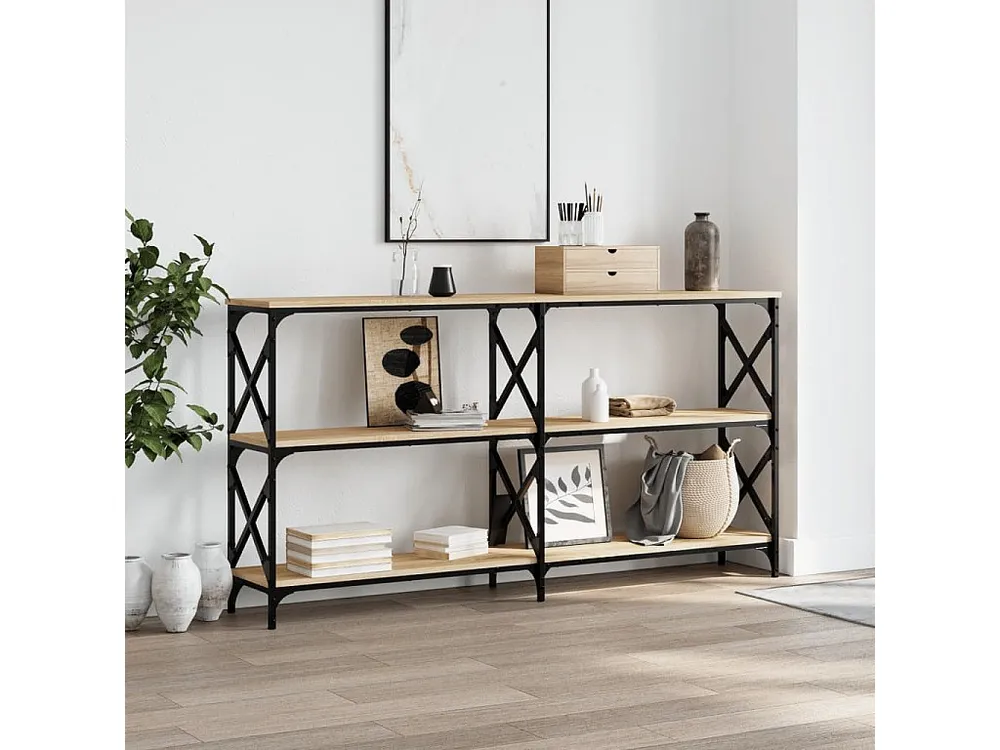 Mesa consola 156x28x80,5cm derivados de madeira carvalho sonoma