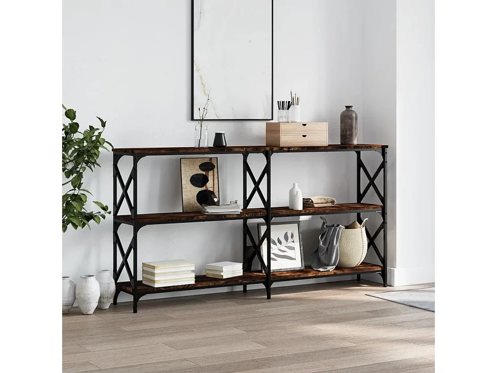 Mesa consola 156x28x80,5cm derivados de madeira carvalho fumado