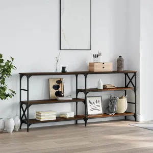 Mesa consola 180x29x76,5 cm derivados madeira carvalho castanho