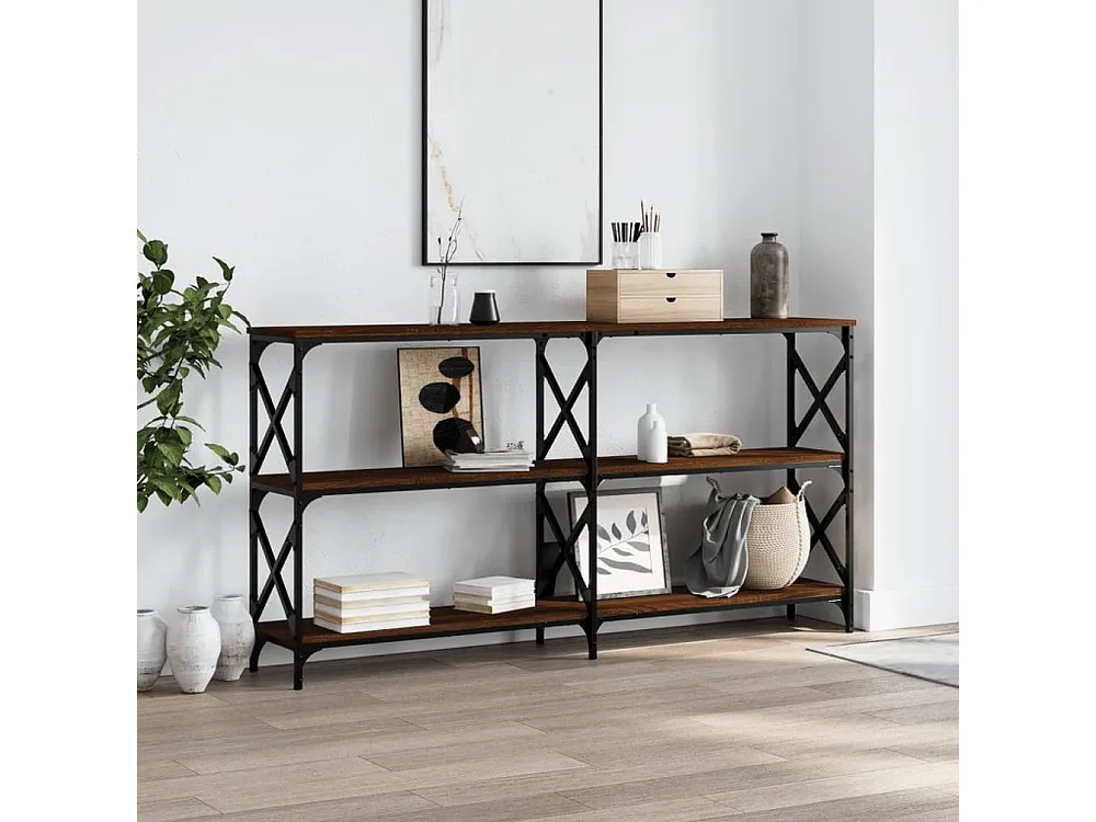 Mesa consola 200x28x80,5 cm derivados madeira carvalho castanho