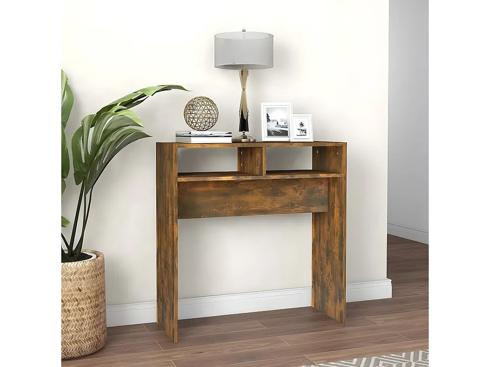 Mesa consola 78x30x80 cm derivados de madeira carvalho fumado