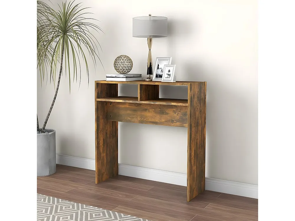Mesa consola 78x30x80 cm derivados de madeira carvalho fumado