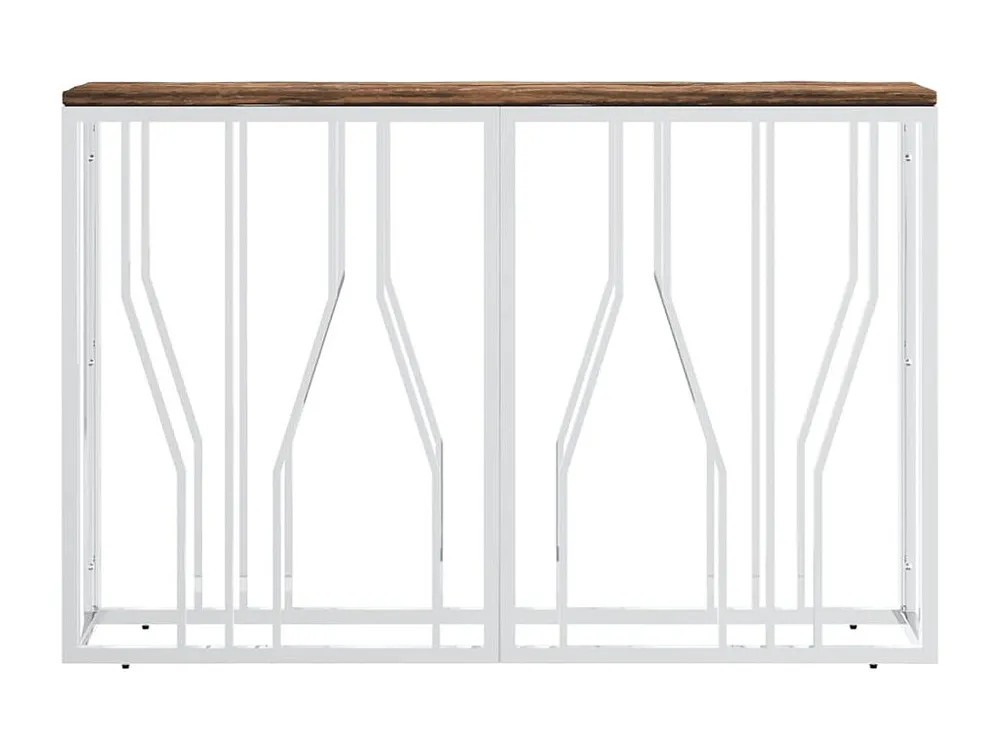 Mesa consola ço inoxidável e madeira recuperada maciç