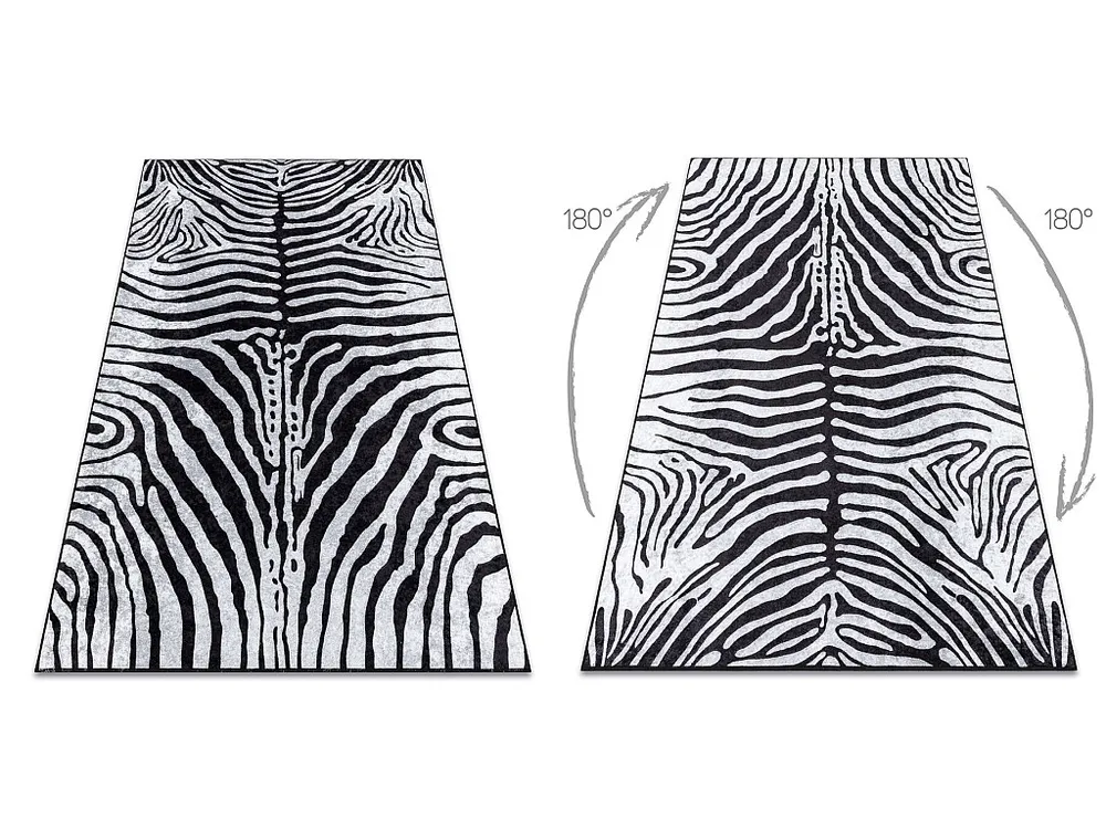MIRO 51331.803 Tapete Zebra antiderrapante - preto / branco 80x150 cm