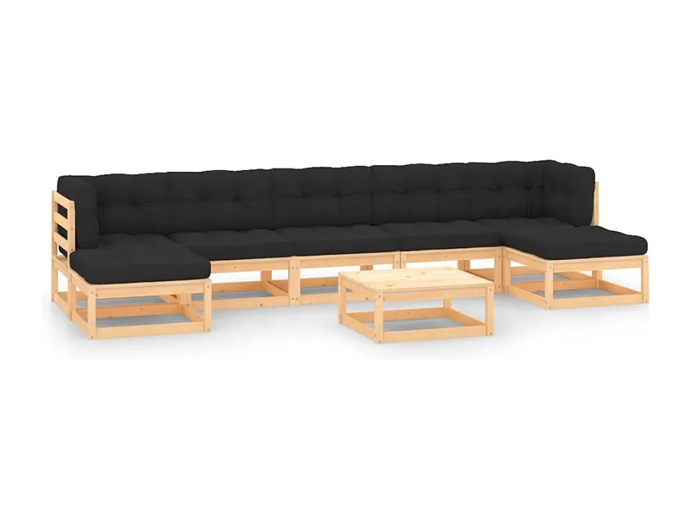 8 peças conj. lounge jardim com almofadões antracite pinho maciço