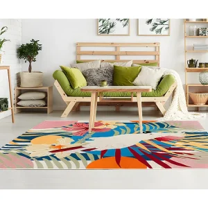 Tapete de interior ou de exterior étnico PERROCO - 150 x 200 cm - Multicolorido