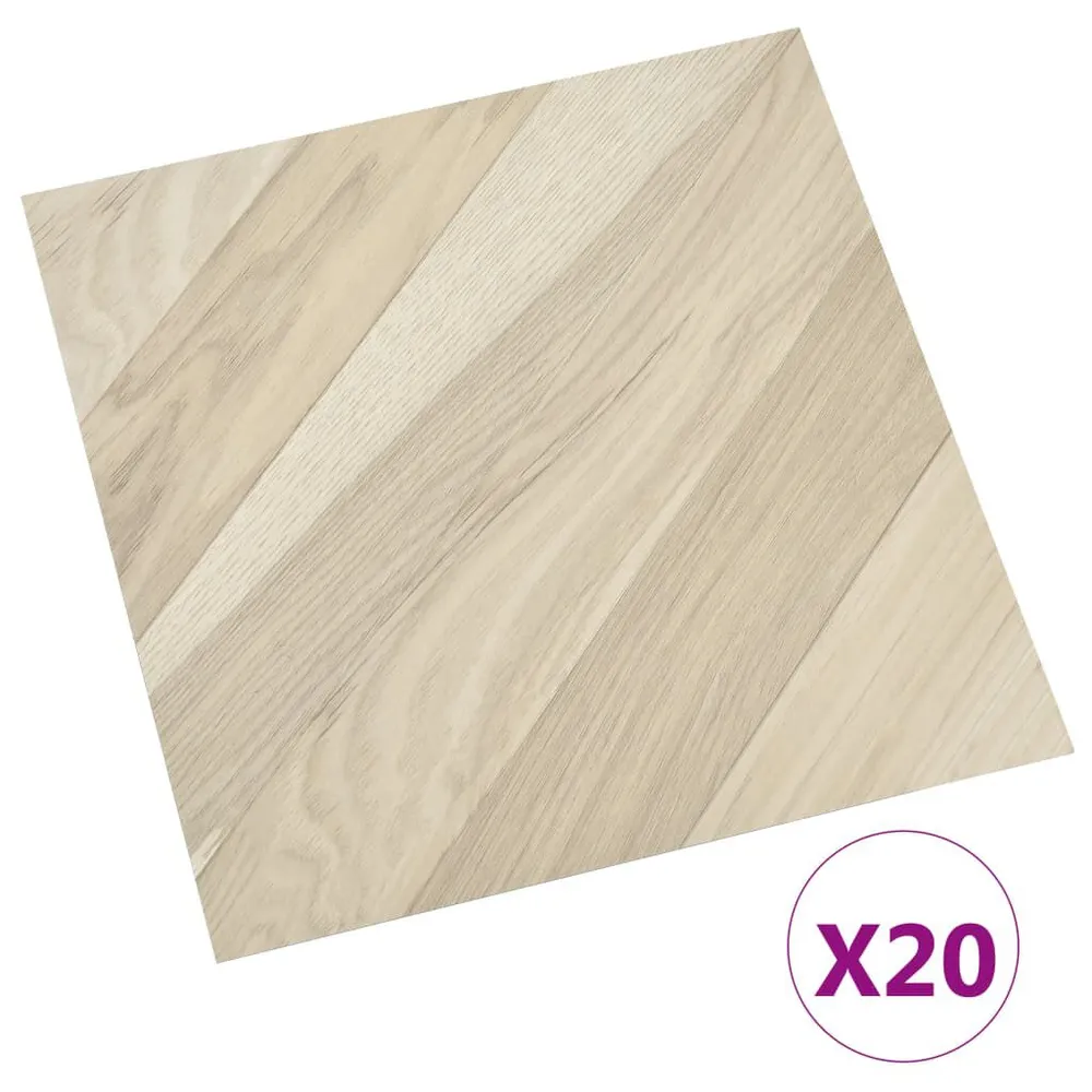Tábuas soalho autoadesivas 20 pcs 1,86 m² PVC bege às riscas