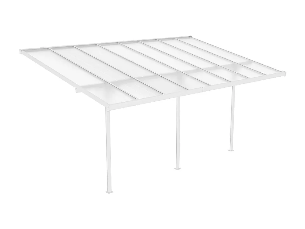 Pérgola abrigo carros adossado alumínio 15,1 m² branco C497 x L305 x A240/285 cm ALVARO