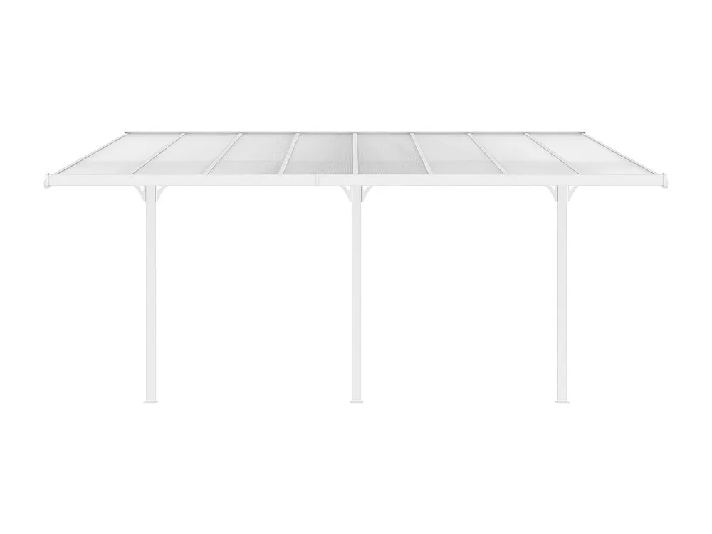 Pérgola abrigo carros adossado alumínio 15,1 m² branco C497 x L305 x A240/285 cm ALVARO