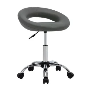 Cadeira de trabalho com rodas couro artificial cor cinzento