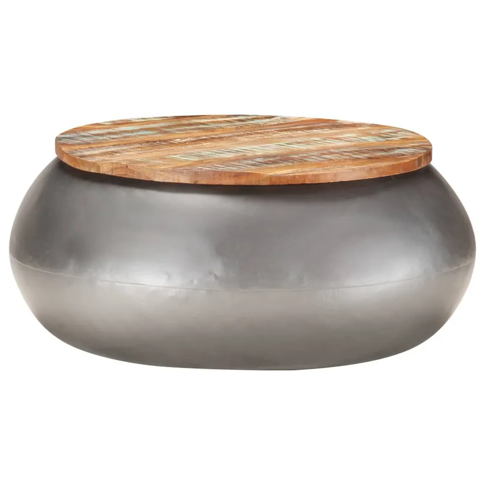 Mesa de centro 68x68x30 cm madeira recuperada maciç cinzento