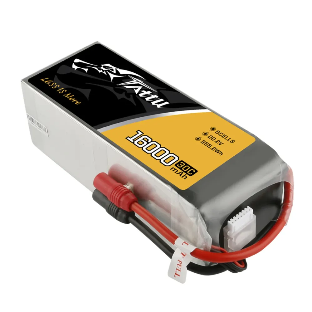 Bloco da bateria de Tattu 16000mAh 6S 30C 22.2V Lipo com tomada AS 150+AS150