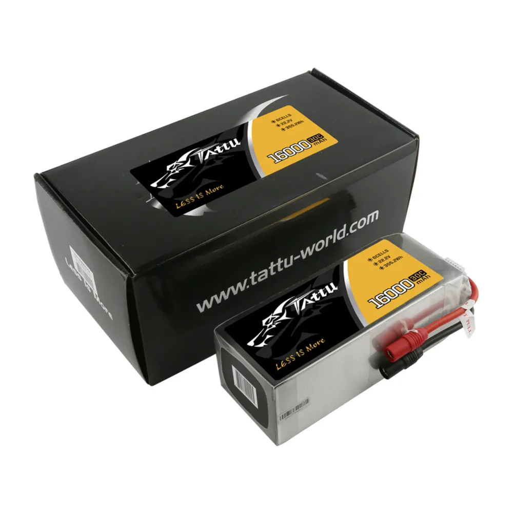 Bloco da bateria de Tattu 16000mAh 6S 30C 22.2V Lipo com tomada AS 150+AS150