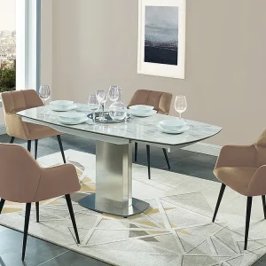 Conjunto de 2 cadeiras de mesa acolchoadas com apoios - Veludo e metálico preto. Bege. PEGA de Pascal Morabito