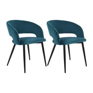 Cadeiras Mobili Rebecca Titoki 76x55,5x58 Veludo Metal Verde petróleo Preto Inovador CONJUNTO 2 peças Parcialmente Montado