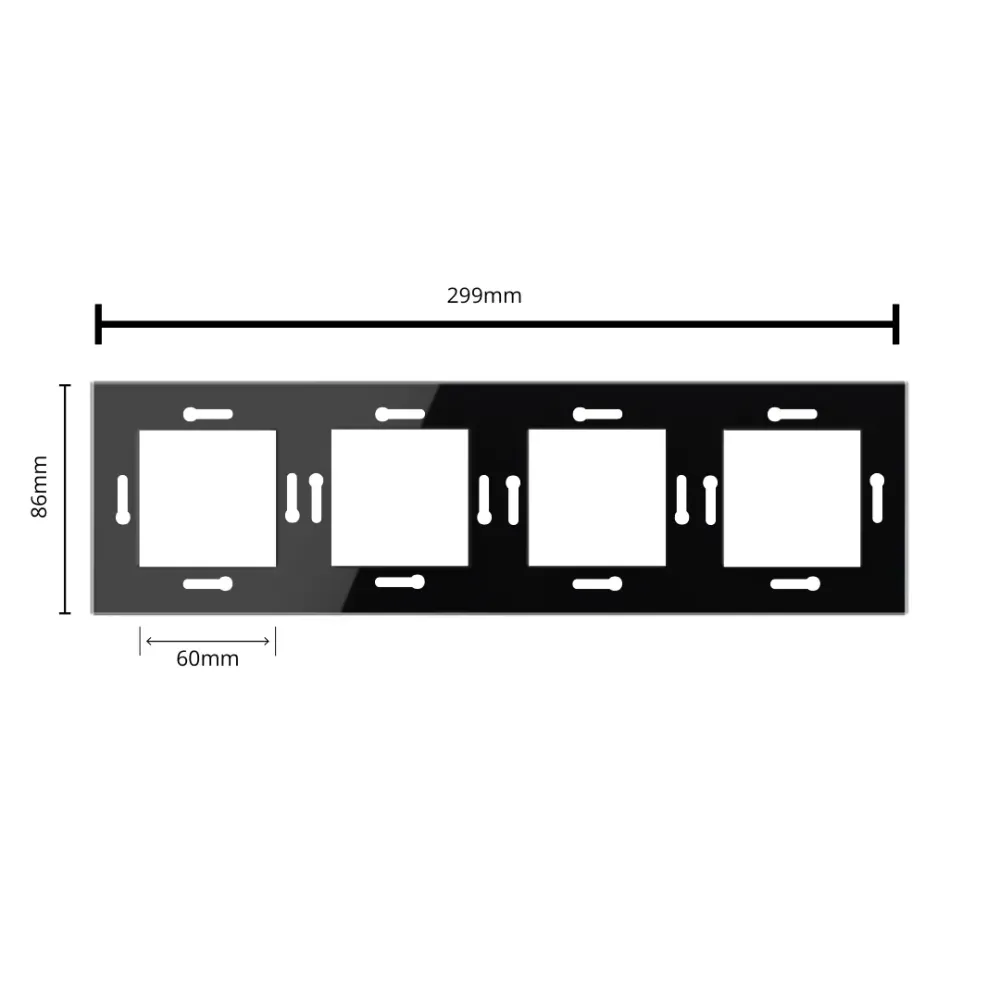 Livolo | 1+1+1+1 | Preto brilhante | Janela do adaptador Tampa extra