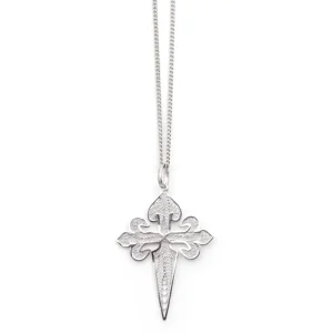Colar Medalha Cruz de Santiago, Filigrana Portuguesa, Prata de Lei 925