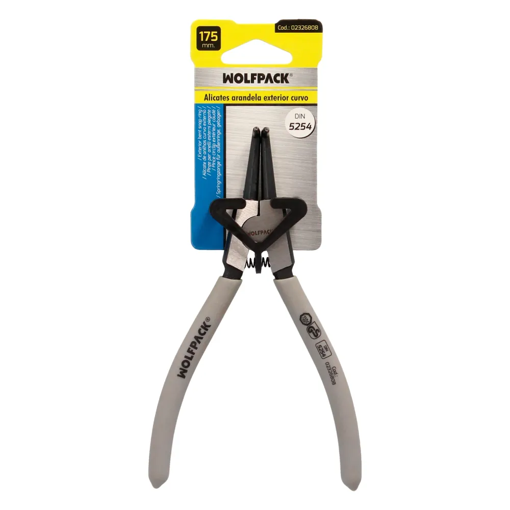 Alicate para éis de retenção externos curvos, 175 mm. ço DIN 5254. éis de retenção, éis de retenção, éis de retenção
