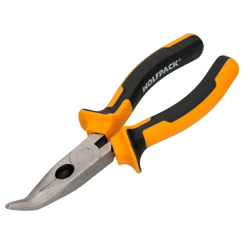Alicate de bico curvo de 150 mm. Alicate de bico curvo de ço DIN 5745, alicate de bico longo curvo,