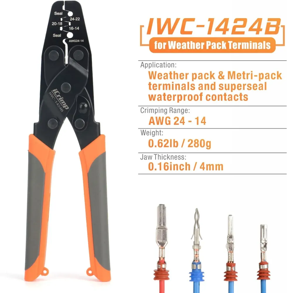 Crimpador de terminais Weather Pack IWC-1424B para 0,35-2,0 mm² AWG24-14 iCrimp