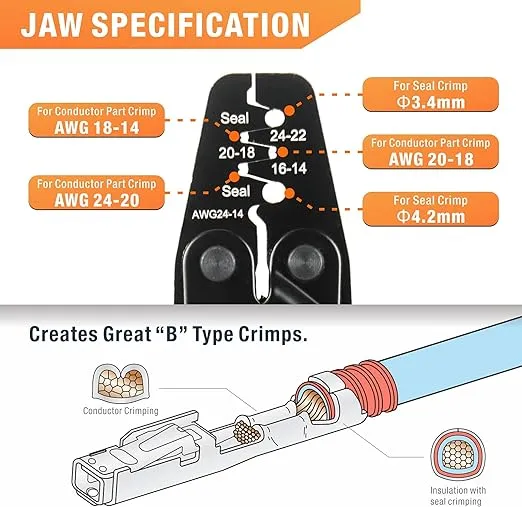 Crimpador de terminais Weather Pack IWC-1424B para 0,35-2,0 mm² AWG24-14 iCrimp