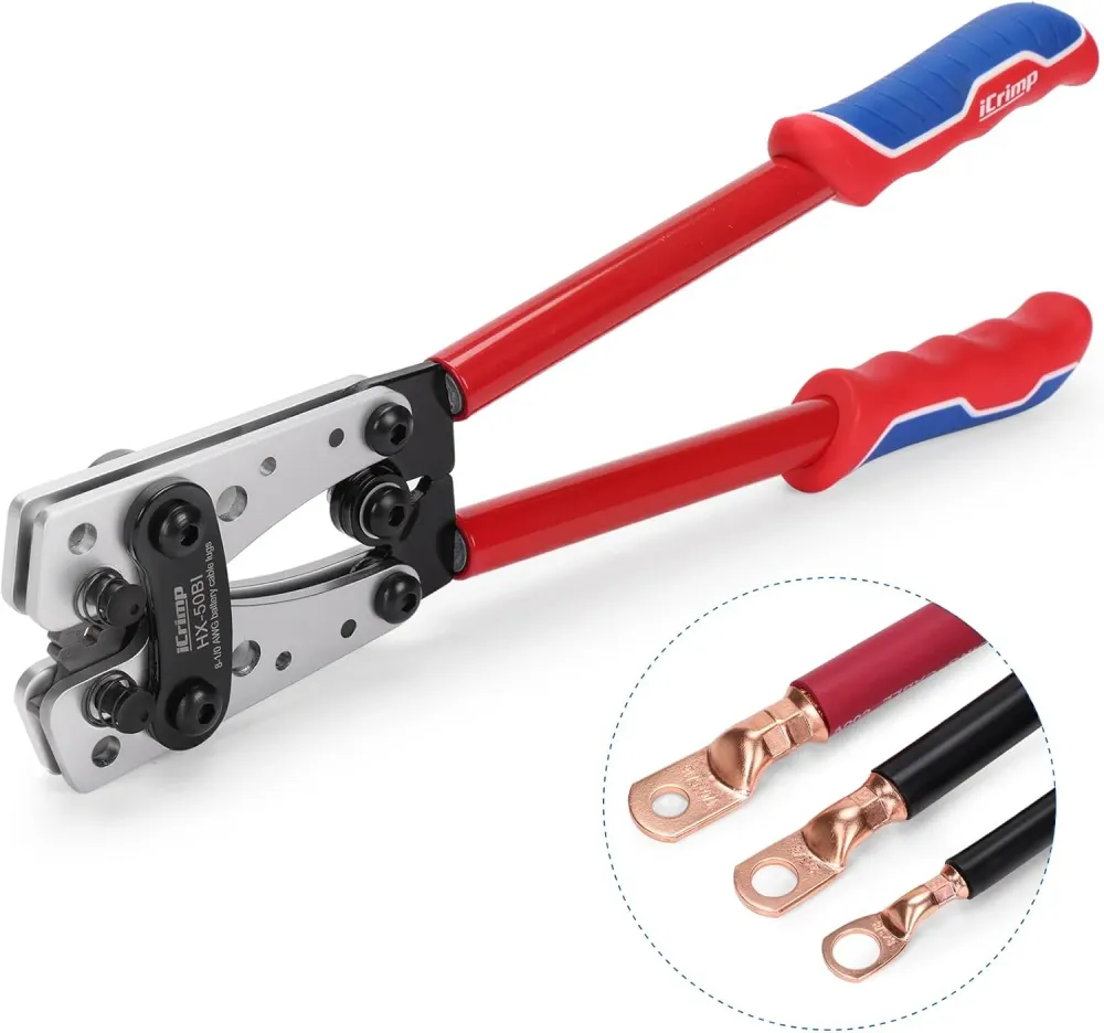 Ferramenta de crimpagem de terminais de fio HX-50BI, crimpador de terminais de cabo para terminais AWG8-1/0 CU/Al iCrimp