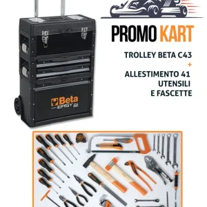 Trolley C43 + Assortimento di 41 utensili e 200 fascette Beta 5941 KART
