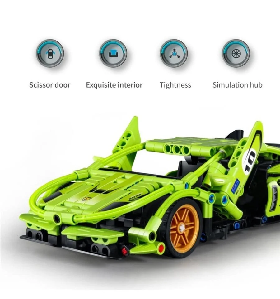 Green supercar, 457-piece car