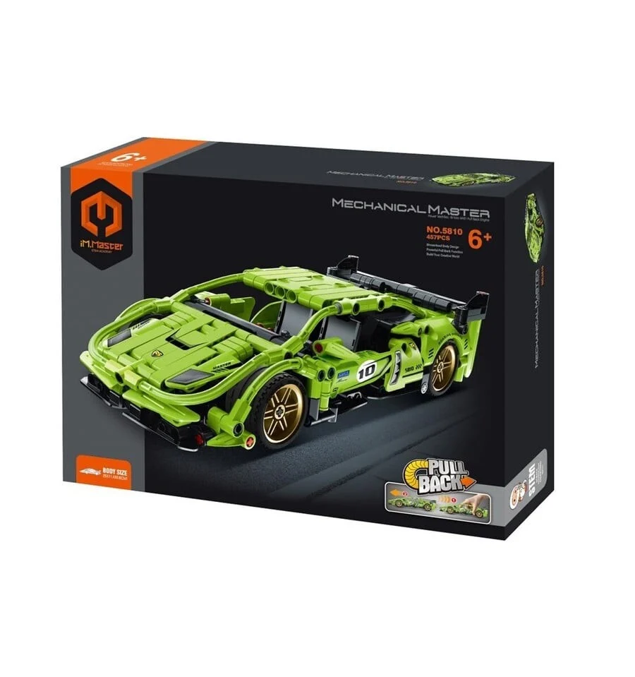 Green supercar, 457-piece car