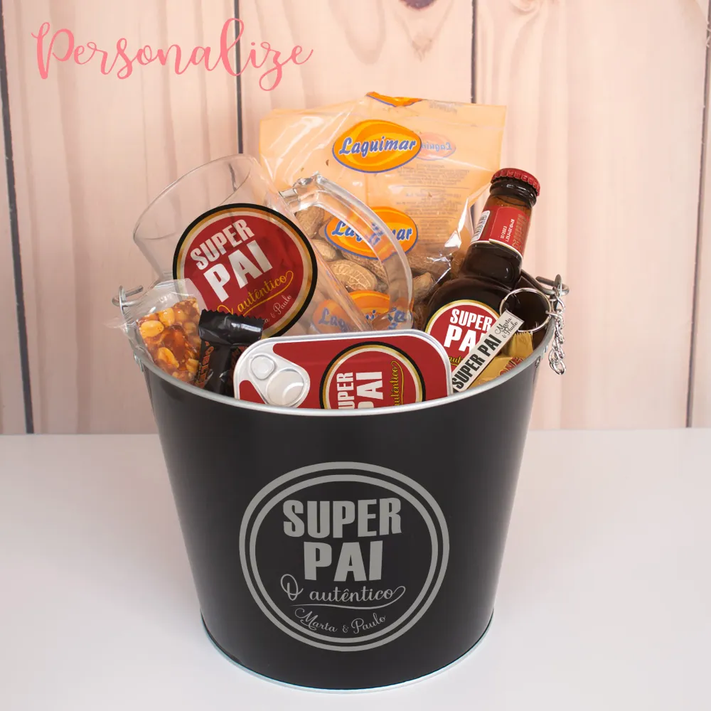 Conjunto balde "Super pai, O autêntico"