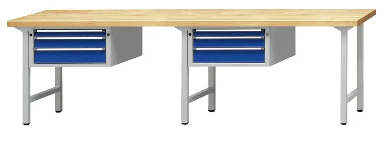 Bancada combinada de bancadas ANKE, modelo 532 V, 2800 x 700 x 840 mm, RAL 7035/5010, BMP 40 mm, 411.216