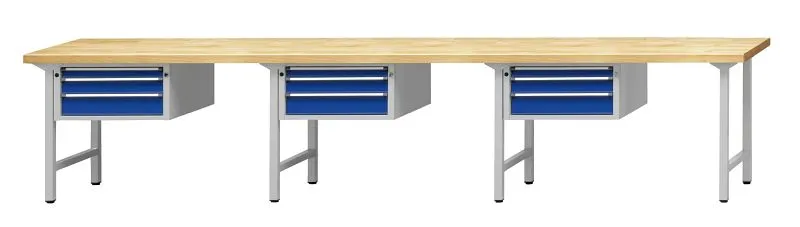 Bancada combinada de bancadas ANKE, modelo 542 V, 4050 x 700 x 840 mm, RAL 7035/5010, BMP 40 mm, 411.616